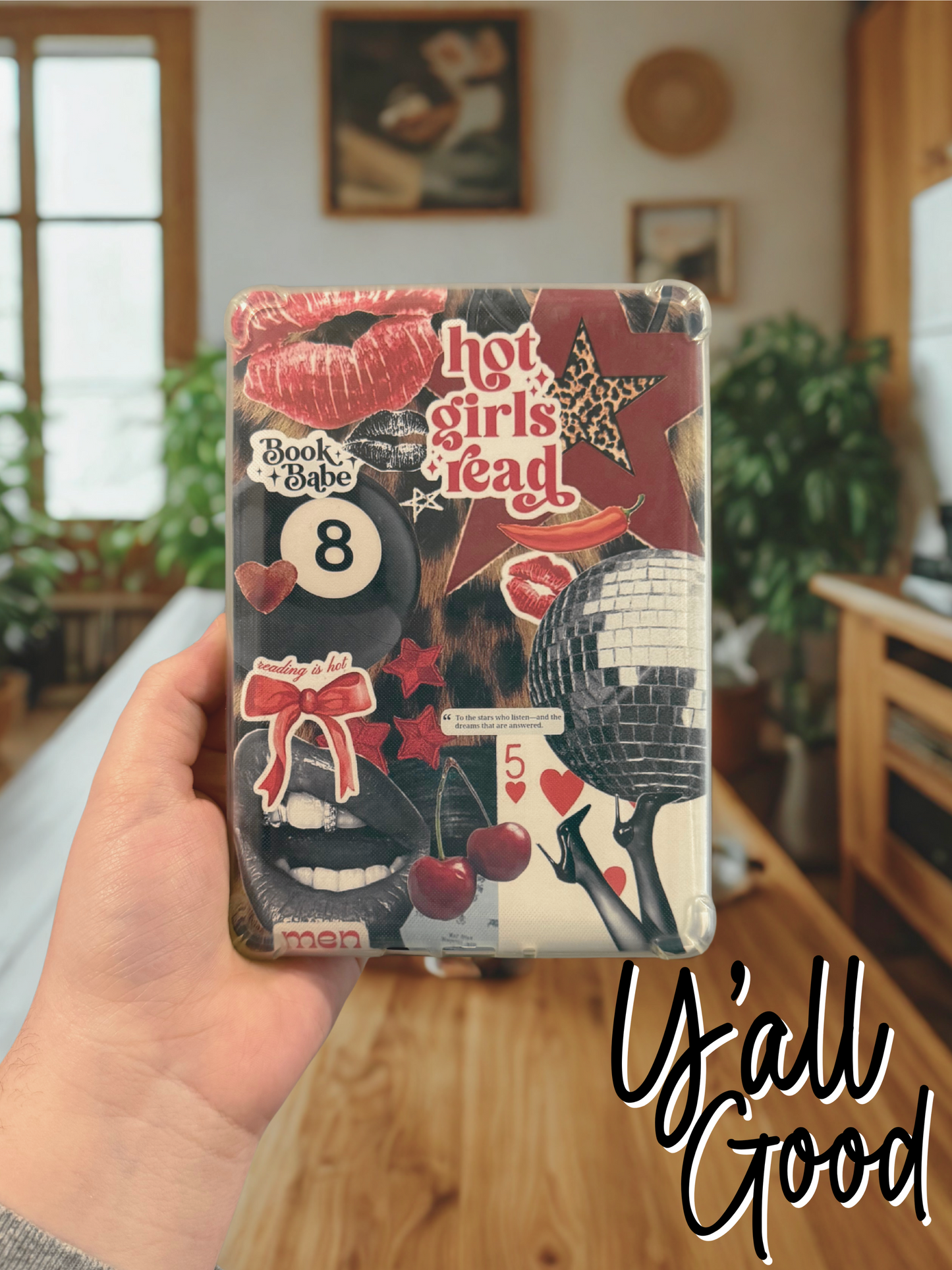 Cherry Disco Kindle Insert, Bold Feminine Cardstock Accessory