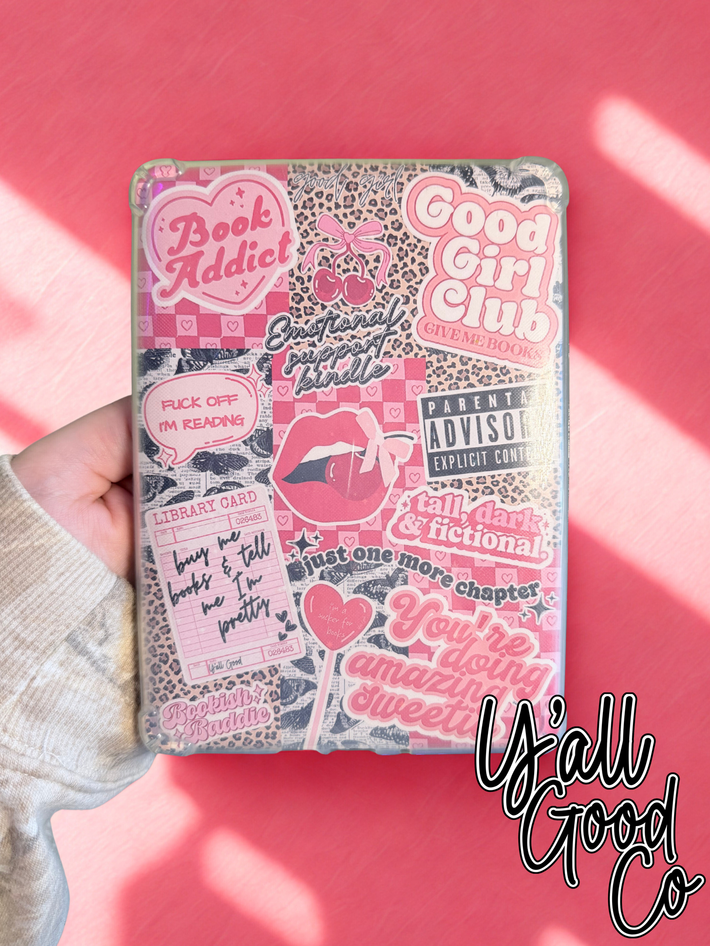 Good Girl Spicy Cherry Book Club Kindle Insert, Book Addict, Pink Booktok Aesthetic Insert