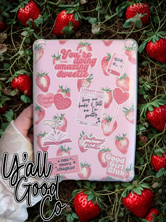 Strawberry Bookish Kindle Insert for Clear Case, Good Girl, Pink Cozy Booktok Reader Aesthetic, Romance Book Lover Kindle Insert Gift