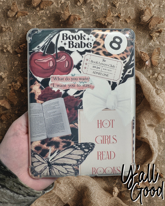Book Babe Kindle Insert: Cherry Leopard Butterfly Design